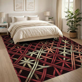 Red Woven Lattice Area Rug