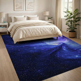 Blue and Teal Cosmic Nebula Vortex Area Rug