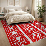 Red Bold Red Heritage Tribal Area Rug