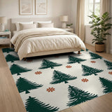 Evergreen Fir Tree Snowflake Pattern Area Rug