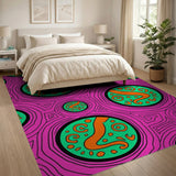 Vibrant Pink Abstract Circles Area Rug