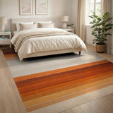 Modern Brown Tan Horizontal Stripe Area Rug