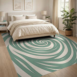 Green Swirling Green Abstract Area Rug