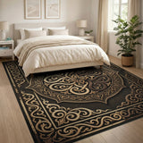 Opulent Gold Mandala Persian Rug