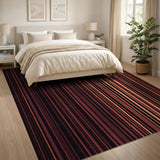 Bold Red Black Vertical Stripe Area Rug