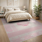 Pink Scallop Shell Coastal Woven Rug