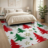 ODIKA Washable Christmas Tree Rug - Low Pile Holiday Area Rug, Non-Slip & Pet Friendly