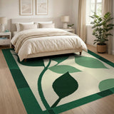 Bold Green Leaves Abstract Area Rug