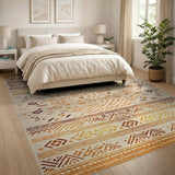 Brown and Tan Terracotta Geometric Southwestern Area Rug