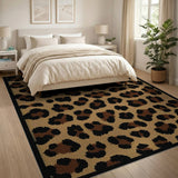 Leopard Print Brown Tan Boho Area Rug