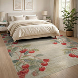 Cherry Branch Fruit Pattern Area Rug