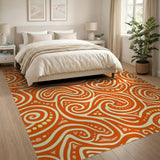 Abstract Area Orange Vibrant Orange Swirl Abstract Area Rug
