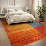 Vibrant Orange Semi-Circle Geometric Area Rug