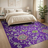 Floral Vintage Purple Floral Vine Area Rug