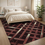 Rustic Lattice Weave Brown Area Rug