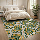 Abstract Agate Spiral Area Rug in Yellow Green