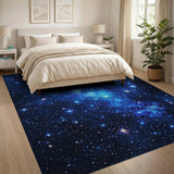 Cosmic Blue Nebula Starfield Area Rug
