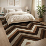 Earthy Chevron Brown Tan Zigzag Area Rug