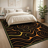 Vibrant Orange Swirl Abstract Orange Area Rug