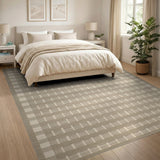 Geometric Modern Beige Grid Geometric Area Rug