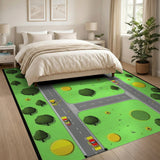 Kids Cartoon Road Play Area Rug with Taxis Parks
