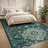 Emerald Persian Floral Medallion Area Rug