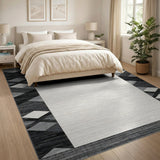 Geometric Modern Black and White Black White Geometric Border Area Rug