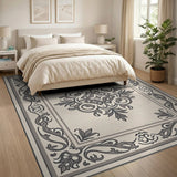 Elegant Beige Medallion Area Rug