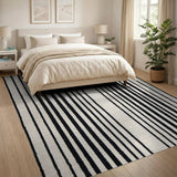 Bold Black White Vertical Stripe No. 4 Area Rug