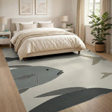 Abstract Striped Fish Coastal Area Rug