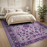 Traditional Persian Purple Elegant Purple Floral Persian Area Rug