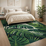 Green Lush Green Monstera Banana Leaf Area Rug