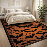 Distressed Halloween Bats Orange Area Rug