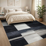 Geometric Modern Modern Black White Geometric Block Rug