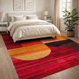 Bold Abstract Geometric Area Rug in Red Orange