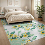 Vibrant Yellow Floral Pattern Area Rug