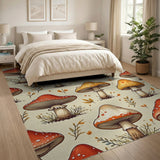 Whimsical Red Mushroom Meadow Area Rug