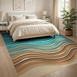 Teal Ocean Waves Coastal Beach Rug