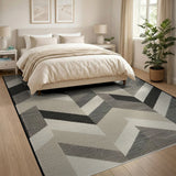 Geometric Modern Grey Chevron Zigzag Geometric Area Rug