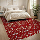 Red Fleur-de-Lis Heritage Tribal Rug