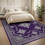Purple Purple Ornate Floral Medallion Area Rug