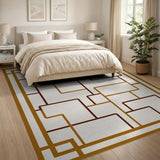 Brown and Tan Geometric Lattice Brown Tan Area Rug