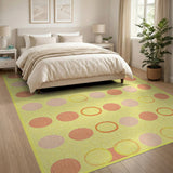 Vibrant Yellow Circle Pattern Area Rug