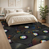 Rainbow Vinyl Records Washable Area Rug