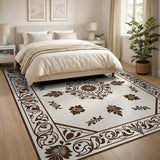 Ornate Floral Medallion Cream Area Rug