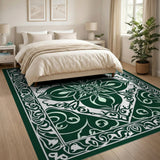Intricate Emerald Green Persian Area Rug