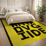 Yellow 'Vent Hit DVG IDE' Bold Block Letter Area Rug