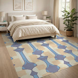 Blue Geometric Spire Pattern Area Rug