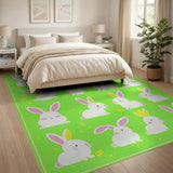 Adorable Cartoon Bunny Meadow Area Rug