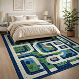 ODIKA Washable Road Map Kids Play Rug - Low Pile Non-Slip City Life Area Rug for Playroom & Bedroom
